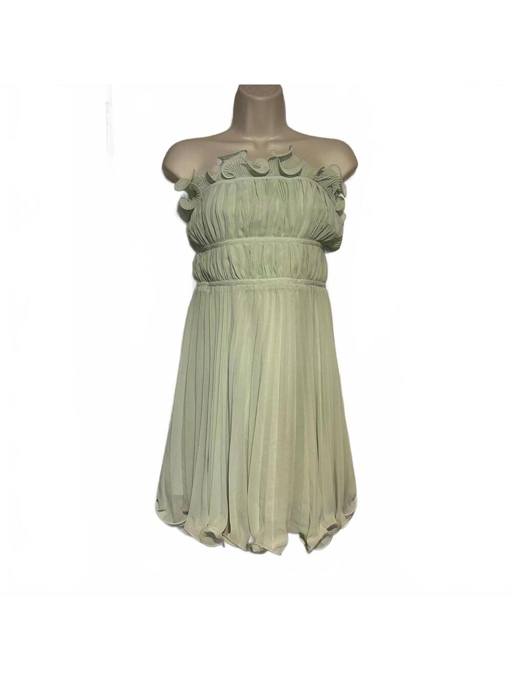 ASOS Strapless Chiffon Mini Formal in Celery Green | US Size 12